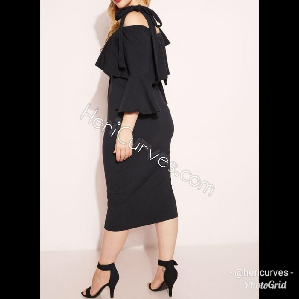 Ruffled Off Shoulder Midi Dress